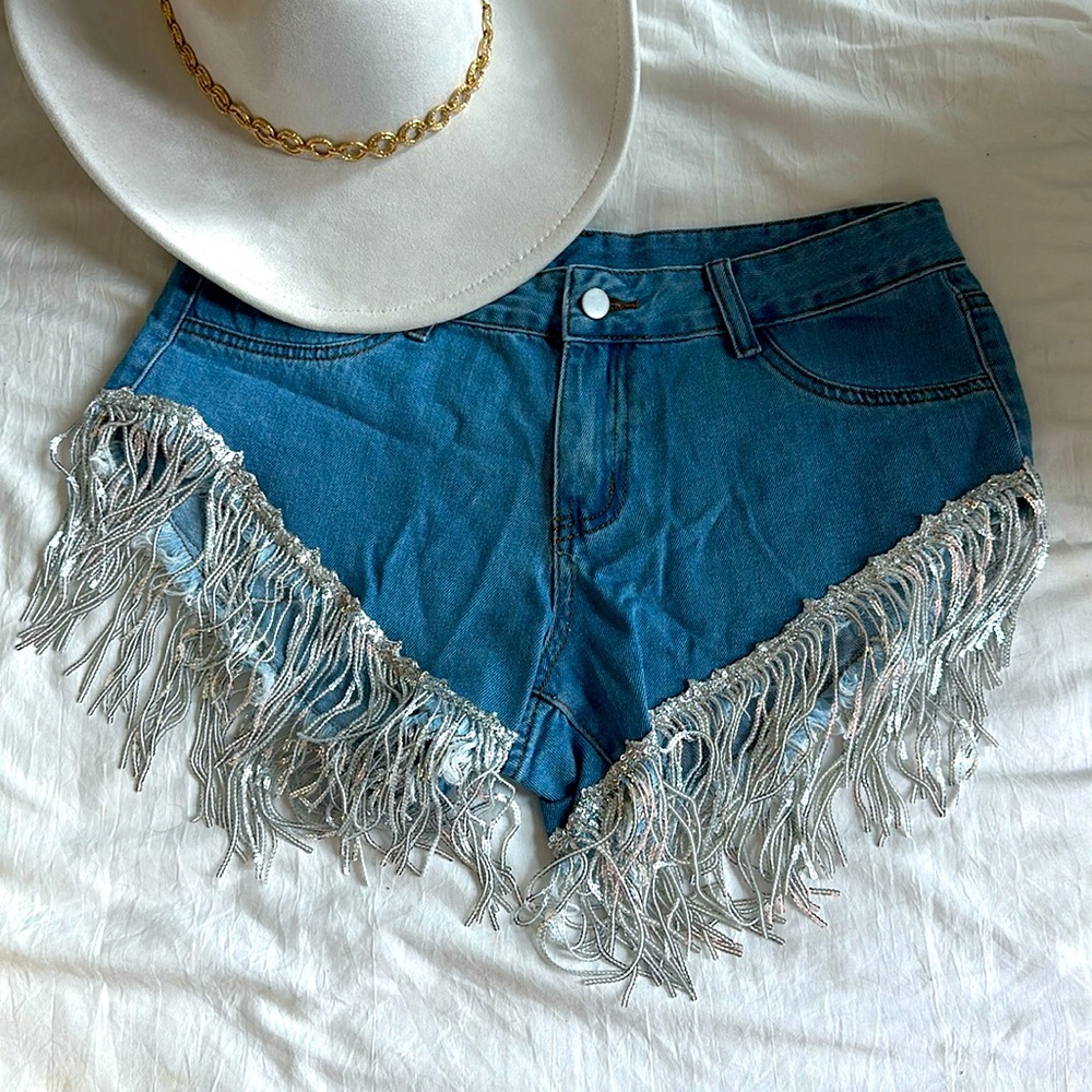 Glitzy Cowgirl Denim Shorts